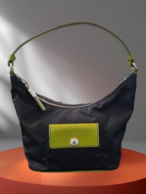 Prada 💚Tessuto Sirio Pocket Shoulder Bag, Green Leather Accents, 90s